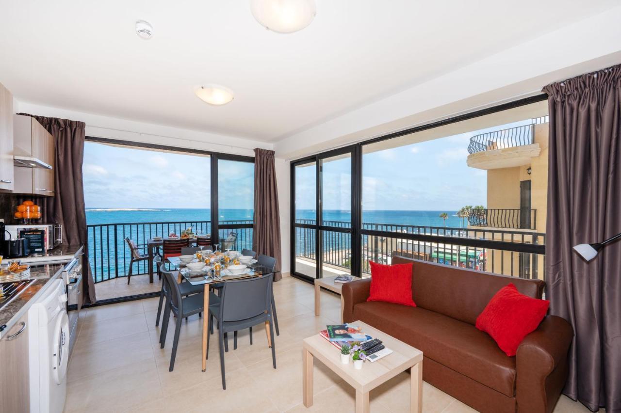 Islet Promenade Seafront Apartment With Large Corner Terrace By Getawaysmalta St. Paul's Bay Exterior photo