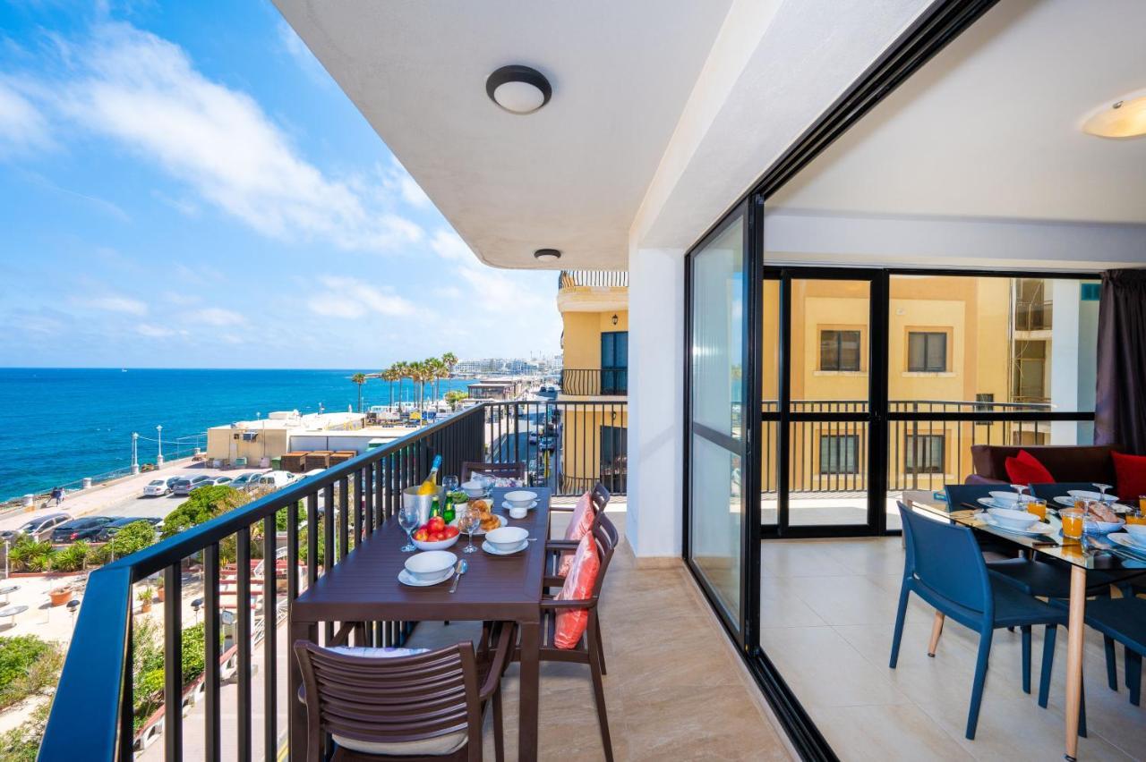 Islet Promenade Seafront Apartment With Large Corner Terrace By Getawaysmalta St. Paul's Bay Exterior photo